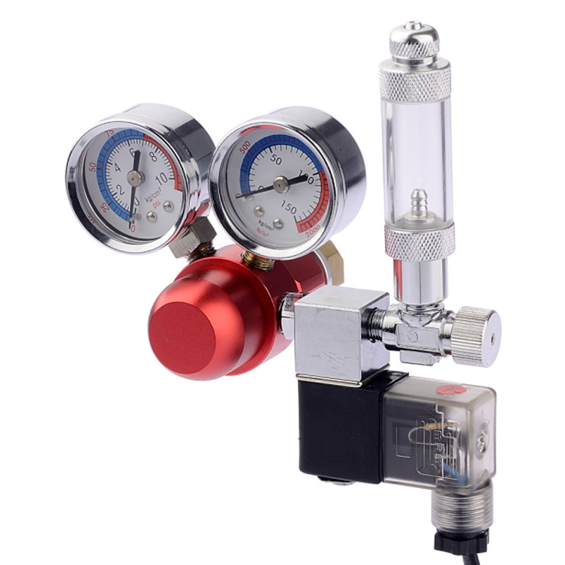 이중 압력 게이지와 단일 버블 카운터를 갖춘 ST-04 수족관 CO2 조절기